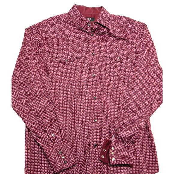 House Of Lords Men's‎ Shirt Purple Print Pearl Snap Y2K Grunge Western Medium - Picture 1 of 6